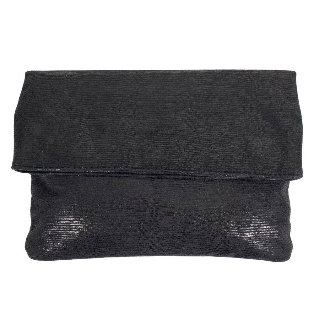 MODA LUXE Shimmery Black Flap Clutch Gold Tone Chain Strap Shoulder Bag - Picture 3 of 9
